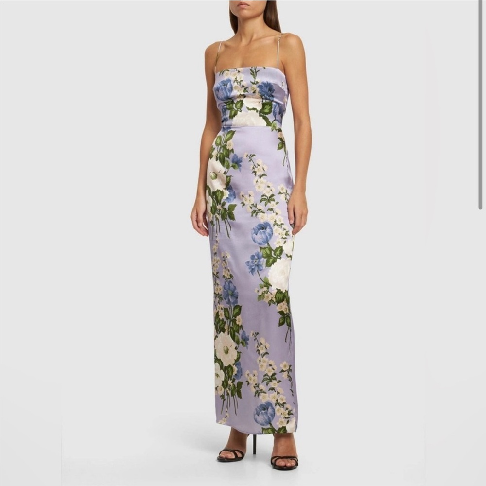 Reformation Frankie 100% Silk Lavender Floral Print Maxi Dress - Picture 4 of 8